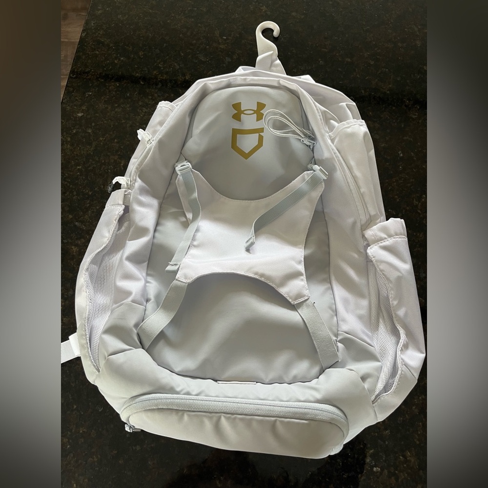 Under Armour White and Gold Backpack
